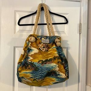 Lucky Brand Rare & Hard to Find XLarge Canvas Tote Island Themed